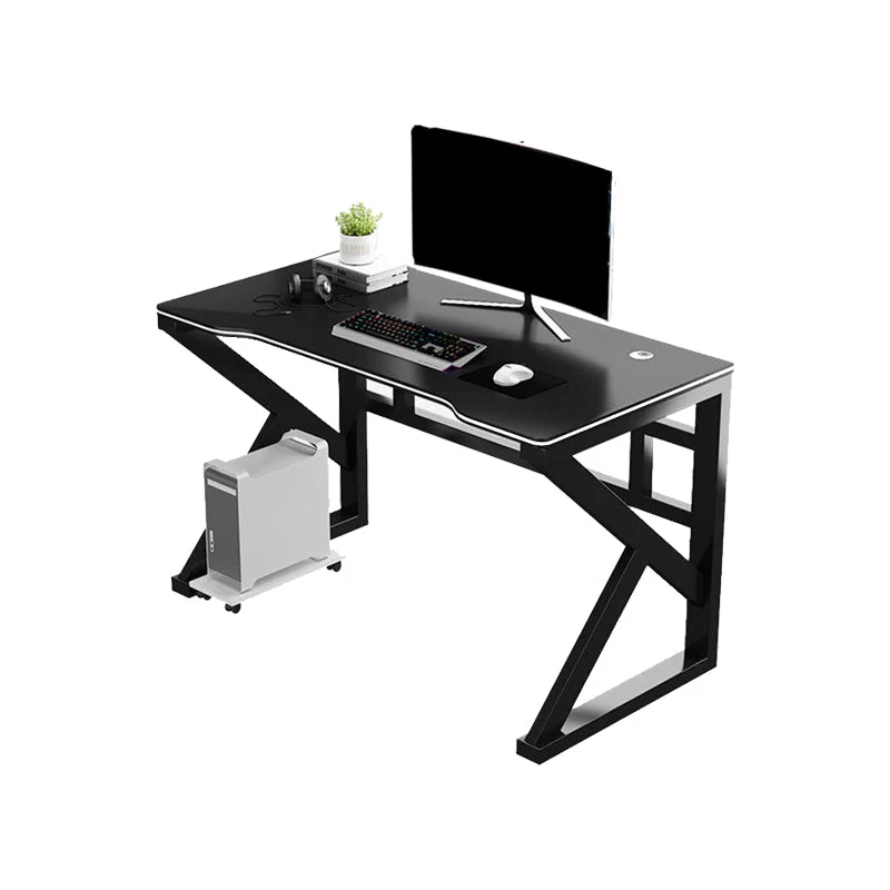 Bureau de jeu industriel en bois, base luge, bureau d'ordinateur de 29,53 pouces de hauteur Clearhalo