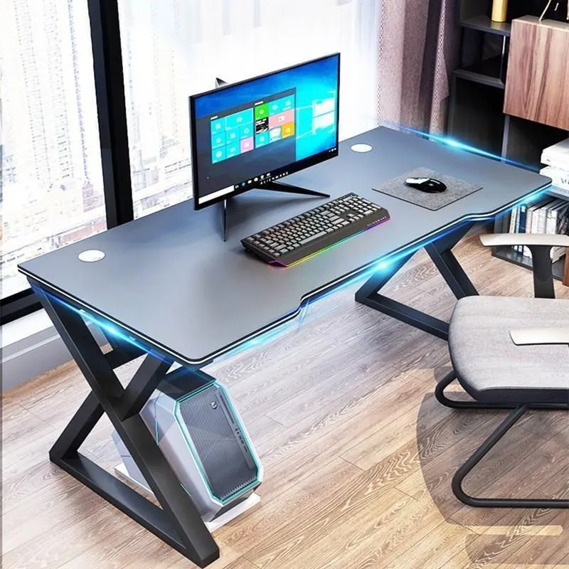 Bureau de jeu industriel, bureau d'écriture pour dortoir avec gestion des câbles Clearhalo