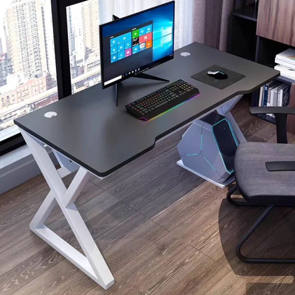 Bureau de jeu industriel, bureau d'écriture pour dortoir avec gestion des câbles Clearhalo