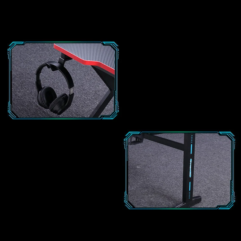 Bureau de jeu industriel en forme de T, bureau de jeu pour dortoir en bois noir Clearhalo