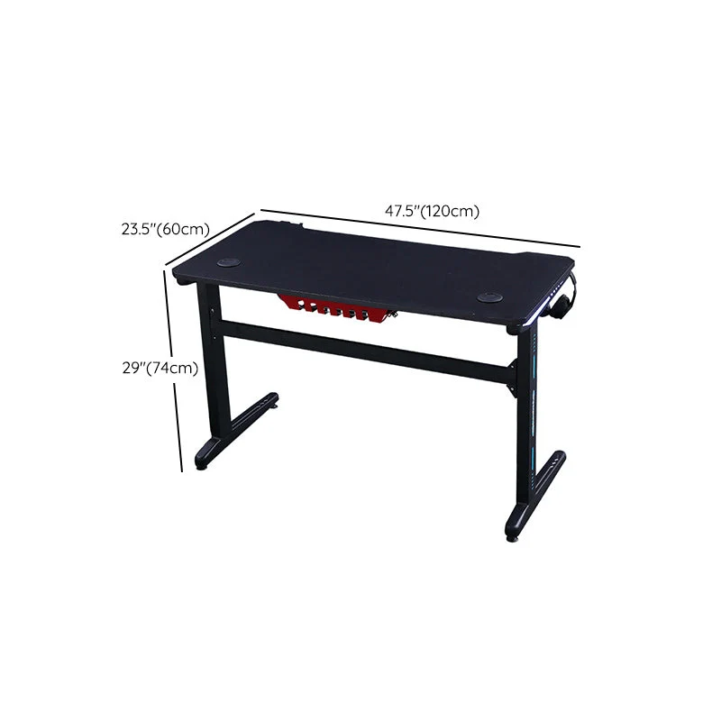 Bureau de jeu industriel en forme de T, bureau de jeu pour dortoir en bois noir Clearhalo