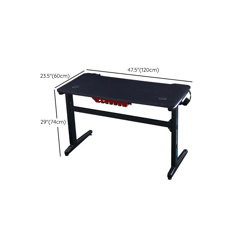 Bureau de jeu industriel en forme de T, bureau de jeu pour dortoir en bois noir Clearhalo