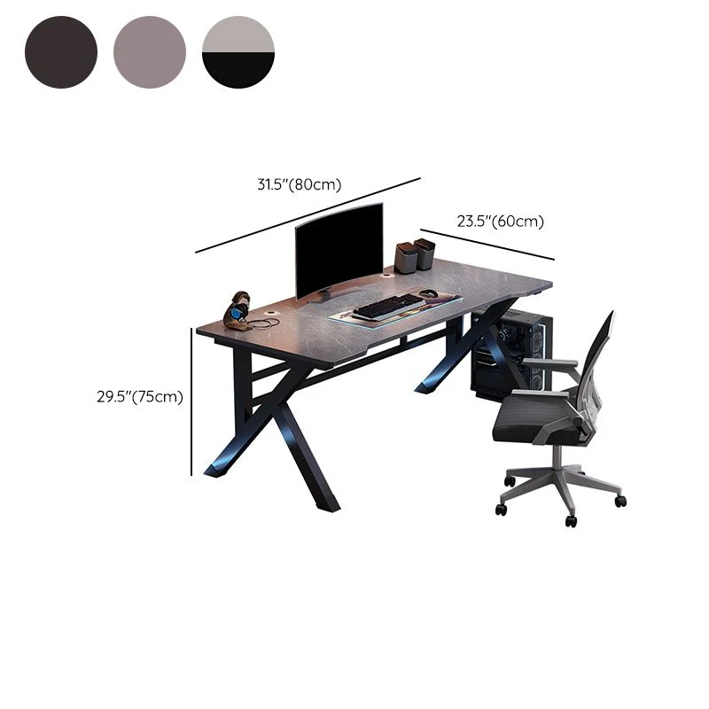 Bureau de jeu industriel de forme libre, bureau d'ordinateur au fini antique avec pieds en acier Clearhalo