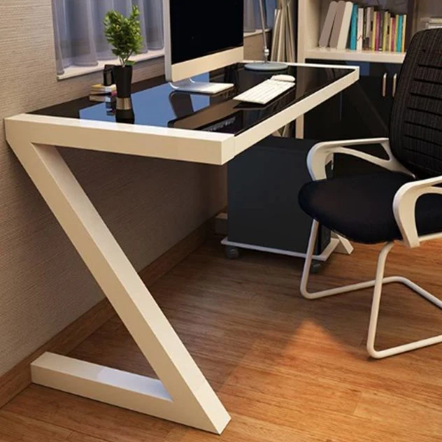 Bureau de jeu moderne avec plateau en verre, bureau d'ordinateur rectangulaire de 29,53 pouces de hauteur Clearhalo