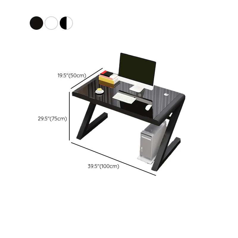 Bureau de jeu moderne avec plateau en verre, bureau d'ordinateur rectangulaire de 29,53 pouces de hauteur Clearhalo