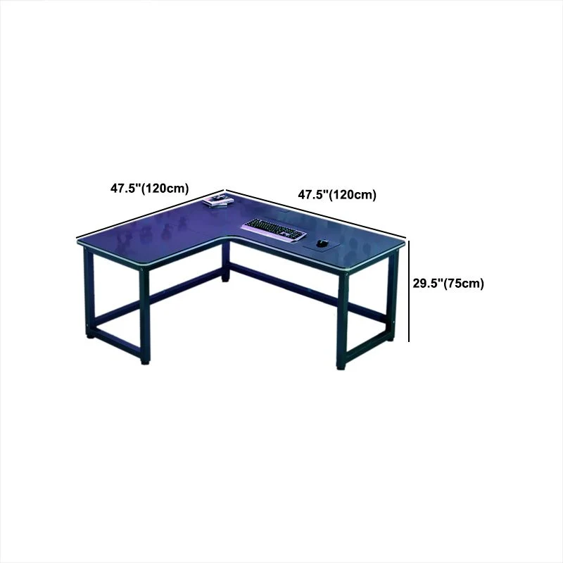 Bureau de jeu noir et naturel Bureau d'ordinateur ergonomique Industria en bois L avec pieds en métal Clearhalo