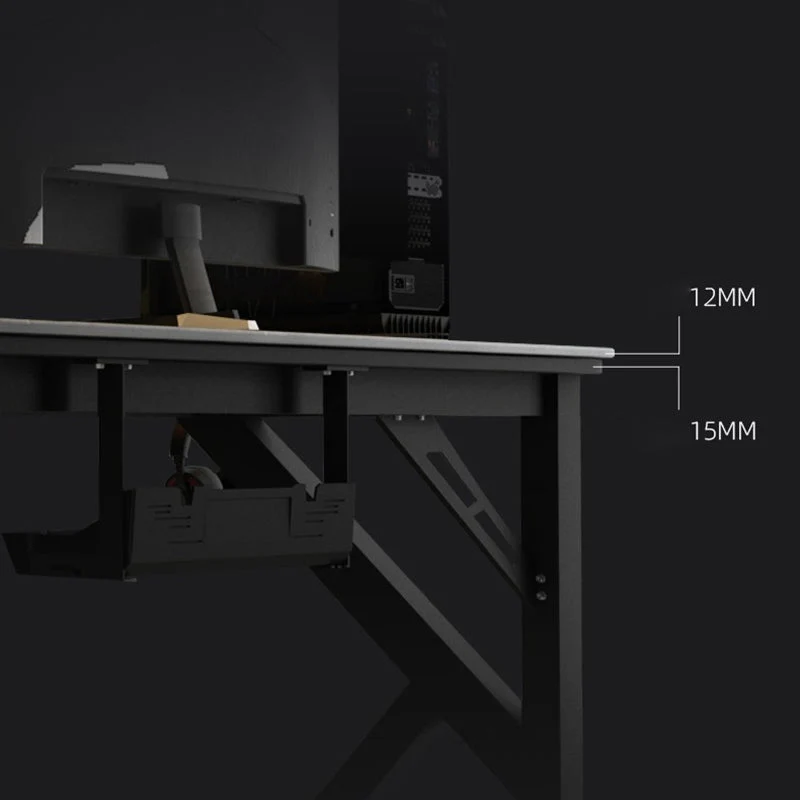 Bureau de jeu en pierre rectangulaire avec gestion des câbles, bureau d'écriture industriel Clearhalo