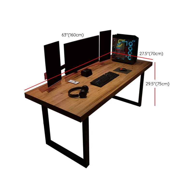 Bureau de jeu rectangulaire en bois massif, bureau d'ordinateur à base de traîneau de 29,53 po de hauteur Clearhalo