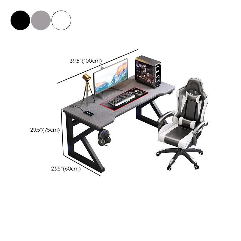 Bureau de jeu rectangulaire en pierre de bureau industriel de 23,62 po de large Clearhalo