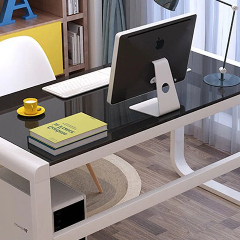 Bureau de jeu rectangulaire en verre Bureau d'ordinateur moderne et contemporain Clearhalo