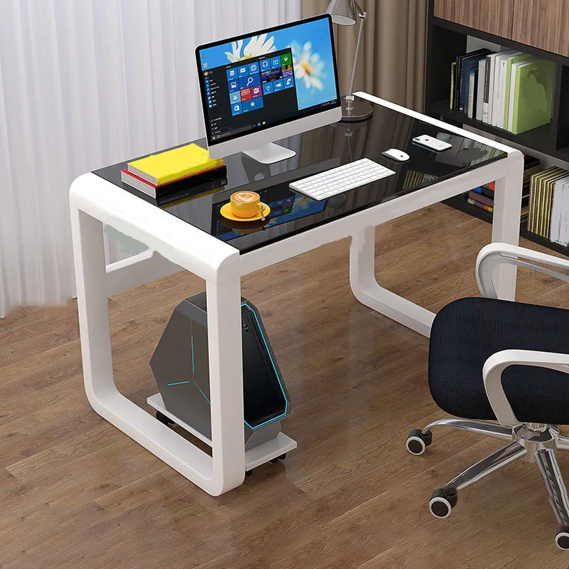 Bureau de jeu rectangulaire en verre Bureau d'ordinateur moderne et contemporain Clearhalo