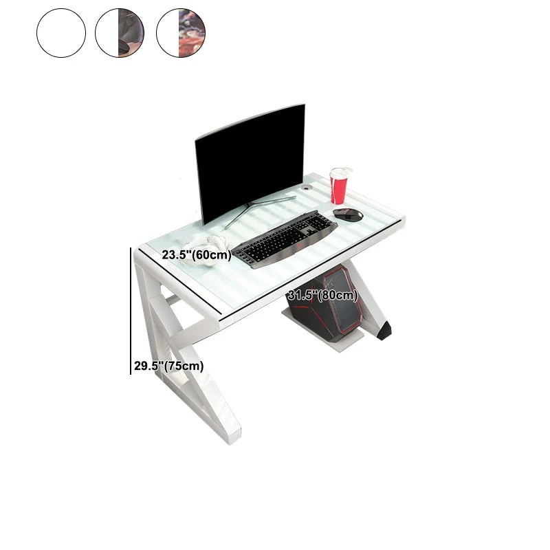Bureau de jeu rectangulaire en verre contemporain, bureau d'écriture en miroir pour la maison Clearhalo