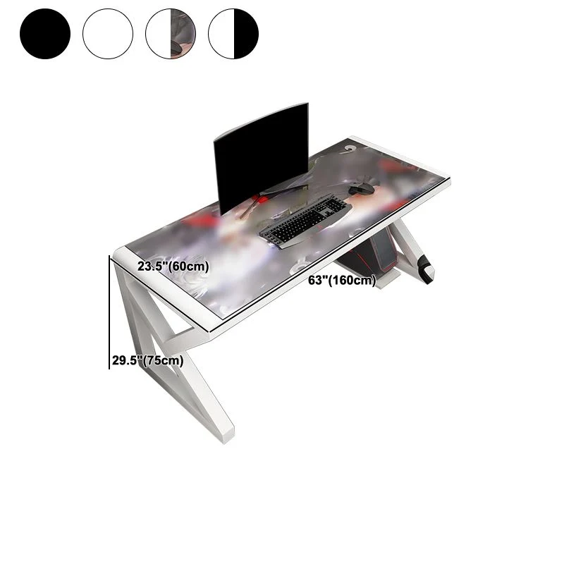 Bureau de jeu rectangulaire en verre contemporain, bureau d'écriture en miroir pour la maison Clearhalo