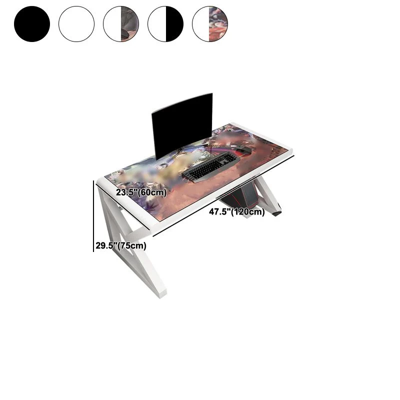 Bureau de jeu rectangulaire en verre contemporain, bureau d'écriture en miroir pour la maison Clearhalo