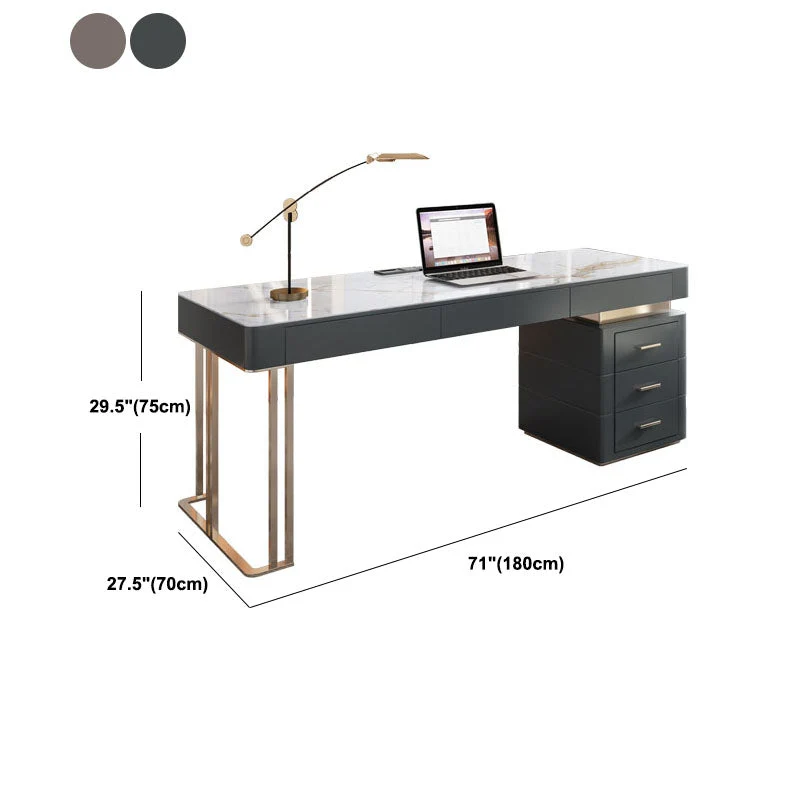 Bureau ou maison avec miroir, bureau avec pieds en métal doré en forme de H Clearhalo