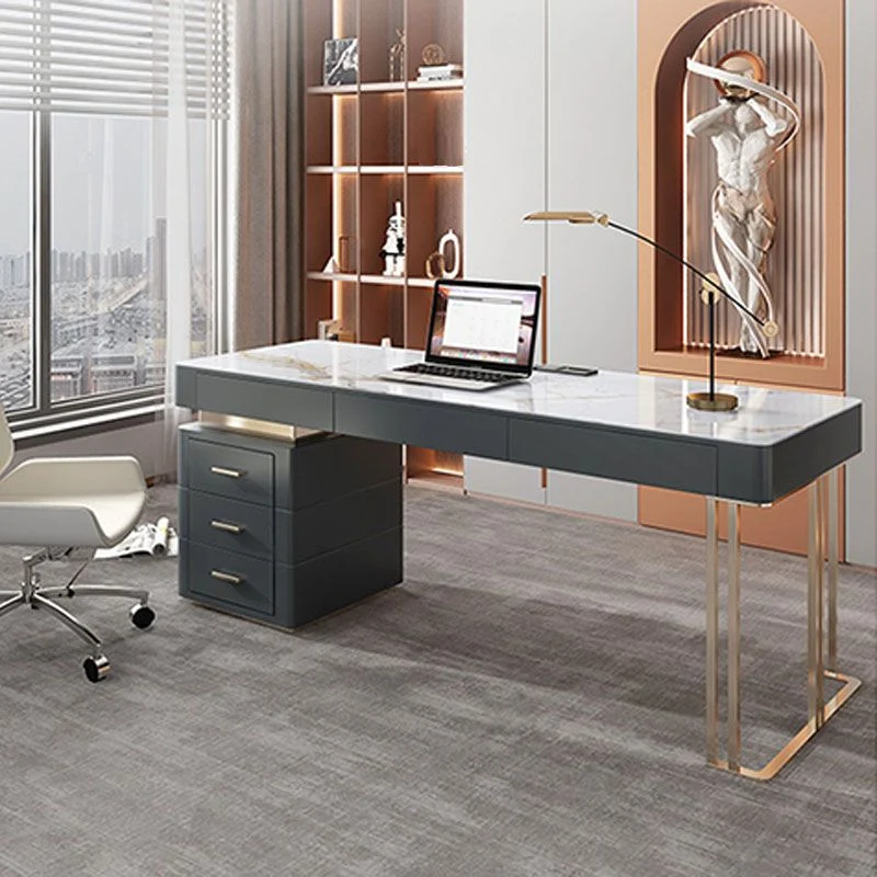 Bureau ou maison avec miroir, bureau avec pieds en métal doré en forme de H Clearhalo