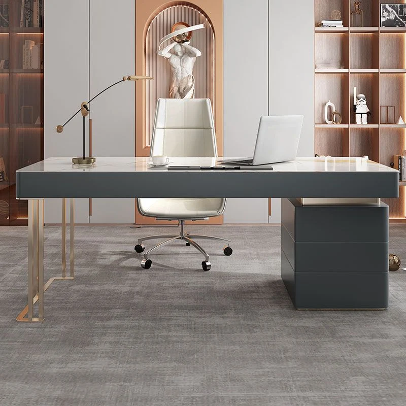 Bureau ou maison avec miroir, bureau avec pieds en métal doré en forme de H Clearhalo