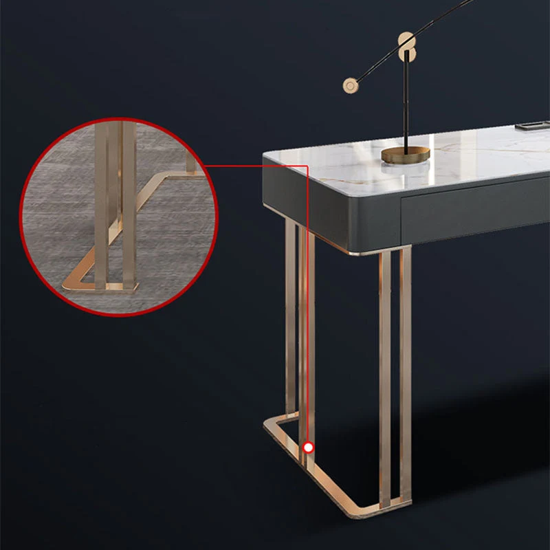 Bureau ou maison avec miroir, bureau avec pieds en métal doré en forme de H Clearhalo