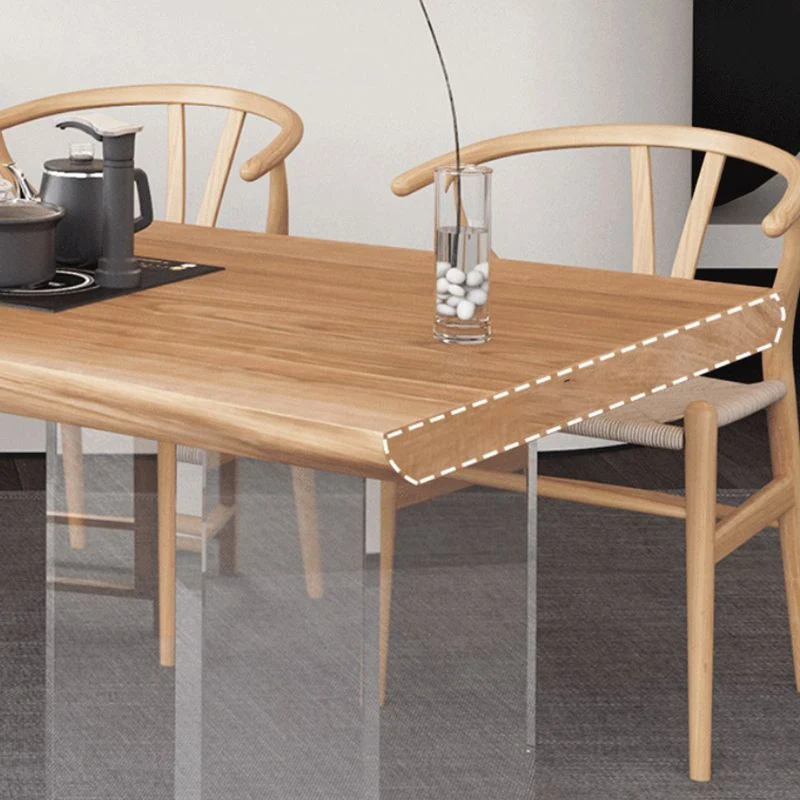 Bureau moderne en acrylique et bois massif naturel, 30 pouces de hauteur Clearhalo