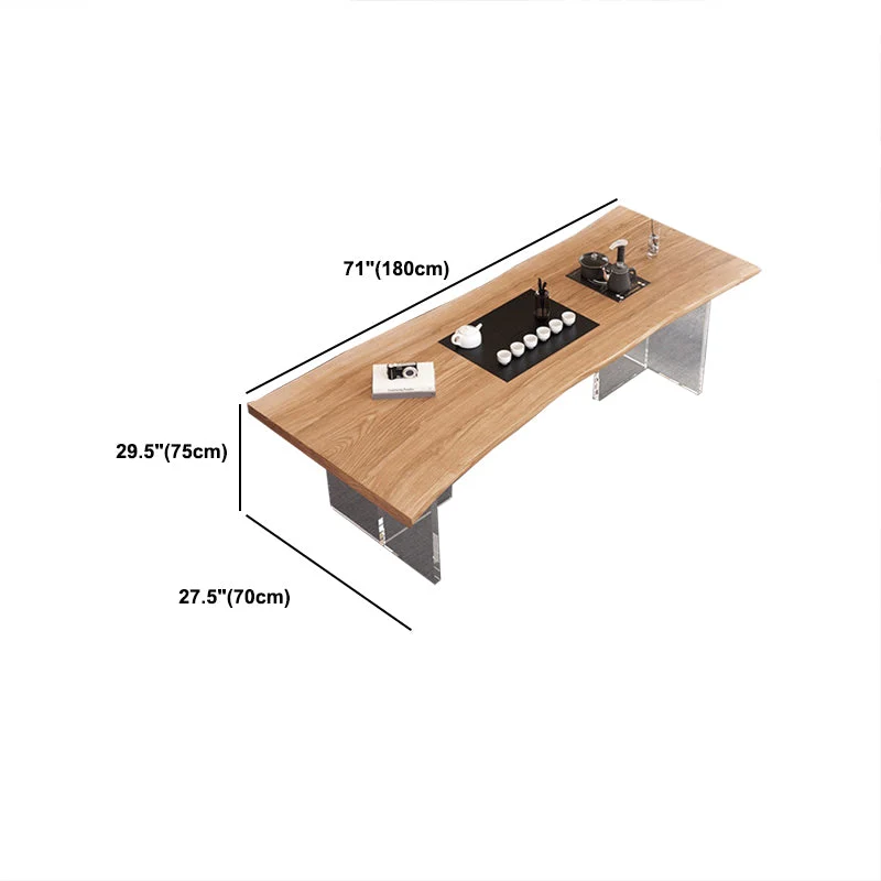 Bureau moderne en acrylique et bois massif naturel, 30 pouces de hauteur Clearhalo