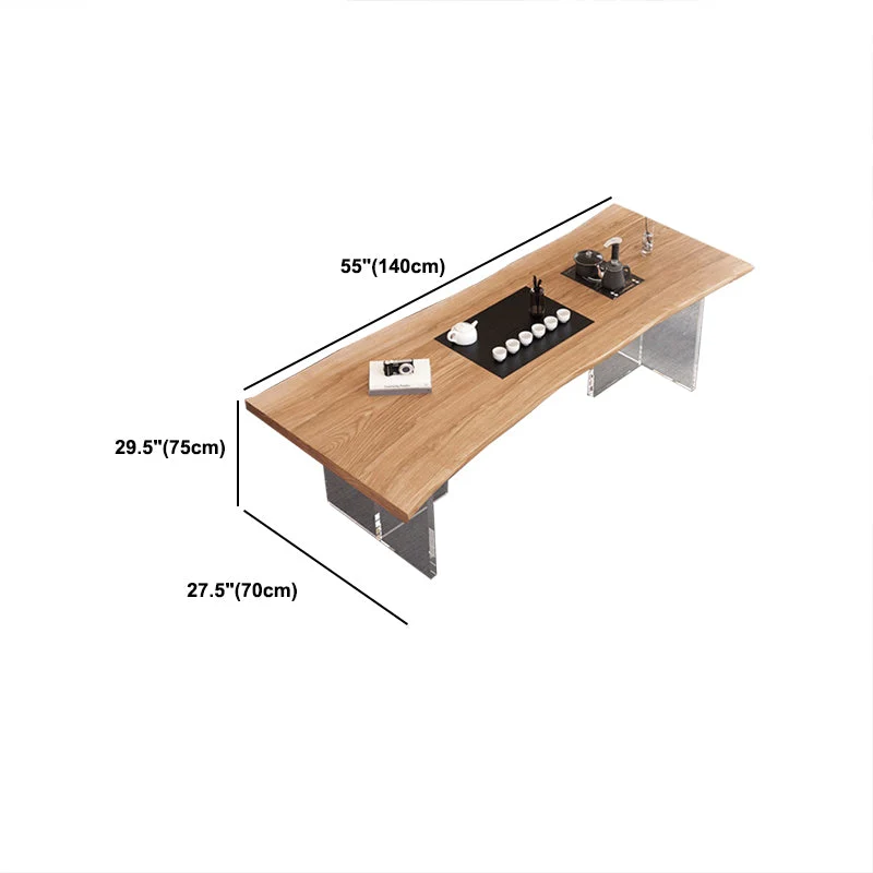 Bureau moderne en acrylique et bois massif naturel, 30 pouces de hauteur Clearhalo