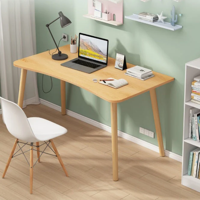 Bureau moderne blanc et marron Parsons bureau incurvé en bois pour chambre à coucher Clearhalo