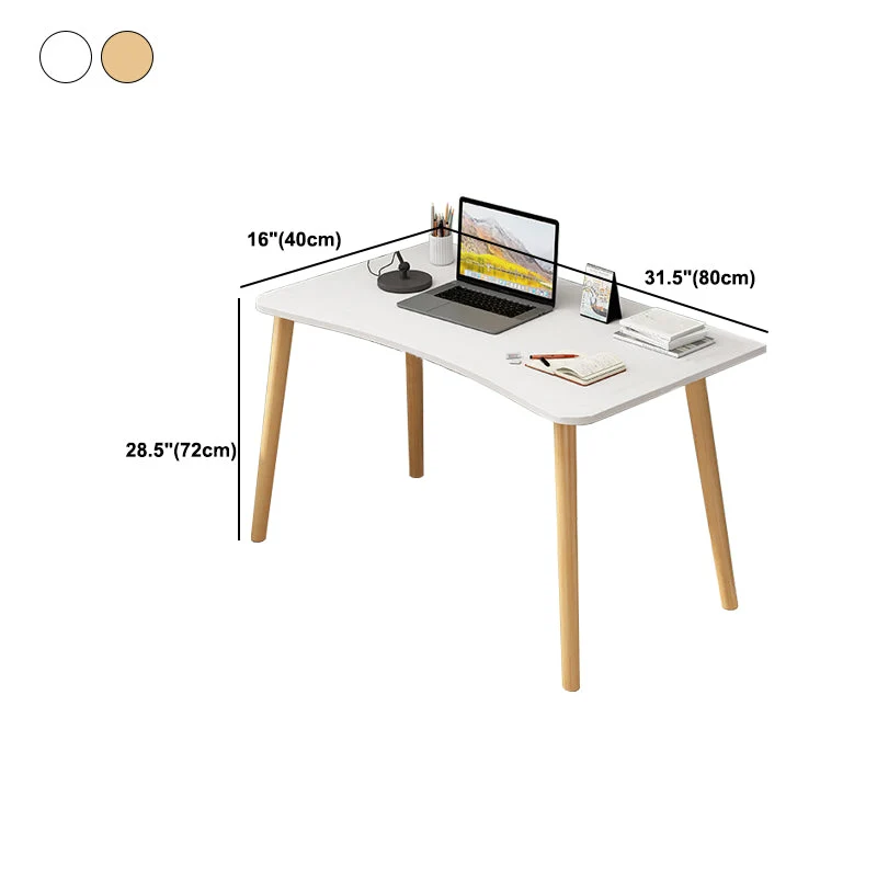 Bureau moderne blanc et marron Parsons bureau incurvé en bois pour chambre à coucher Clearhalo
