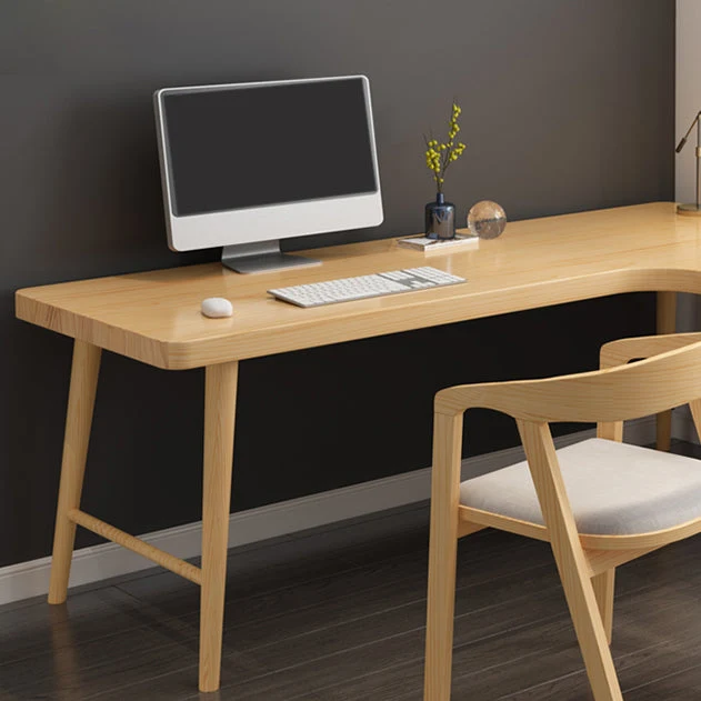 Bureau moderne en bois massif, bureau d'écriture en pin en forme de L Clearhalo