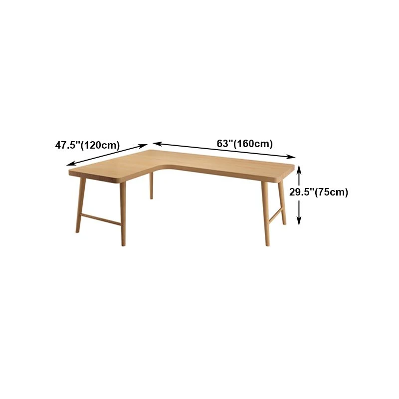 Bureau moderne en bois massif, bureau d'écriture en pin en forme de L Clearhalo