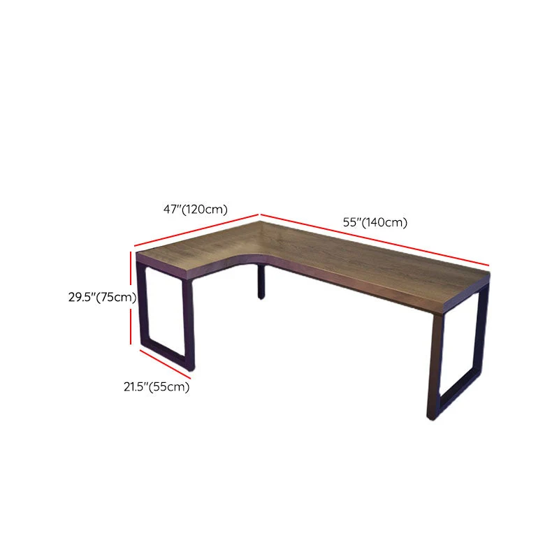 Bureau moderne en bois massif, bureau d'écriture en forme de L avec étagère pour bureau Clearhalo