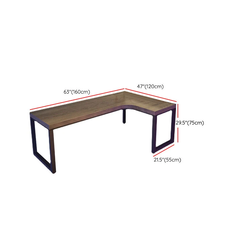 Bureau moderne en bois massif, bureau d'écriture en forme de L avec étagère pour bureau Clearhalo