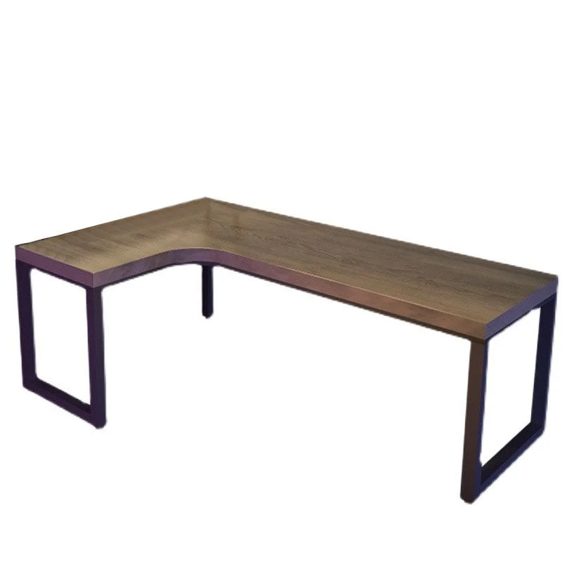 Bureau moderne en bois massif, bureau d'écriture en forme de L avec étagère pour bureau Clearhalo