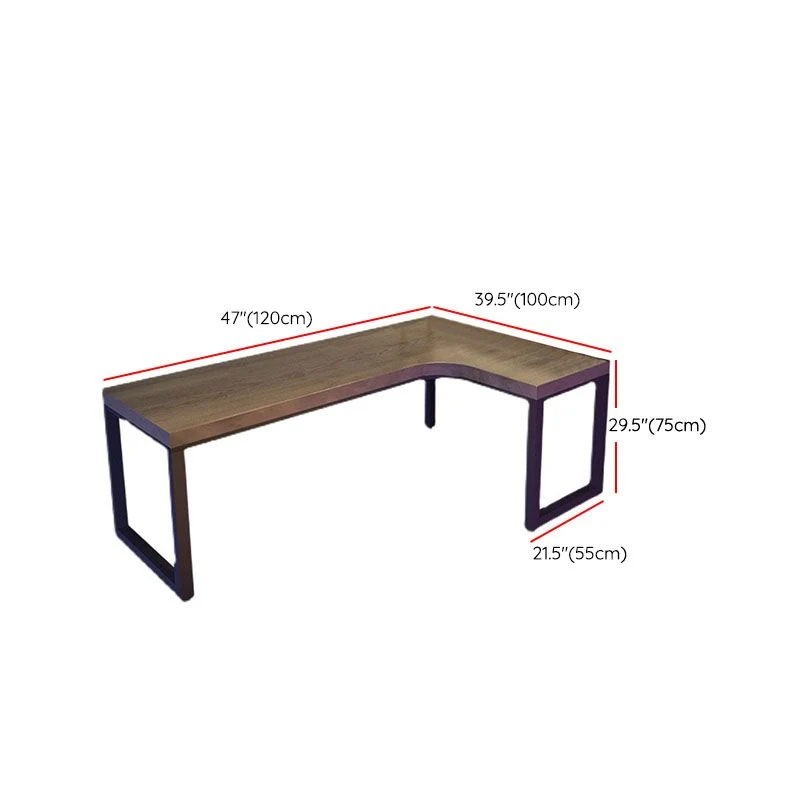 Bureau moderne en bois massif, bureau d'écriture en forme de L avec étagère pour bureau Clearhalo