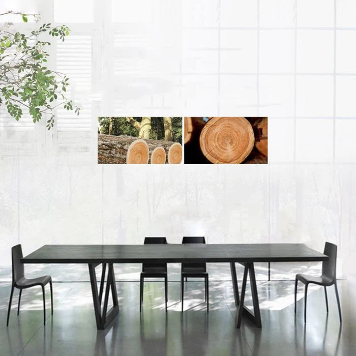 Bureau moderne en bois de pin, bureau rectangulaire noir avec base en bois Clearhalo