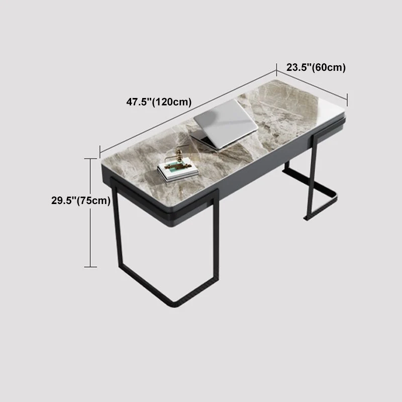 Bureau moderne bureau d'étude à domicile bureau en pierre frittée avec 2 tiroirs Clearhalo