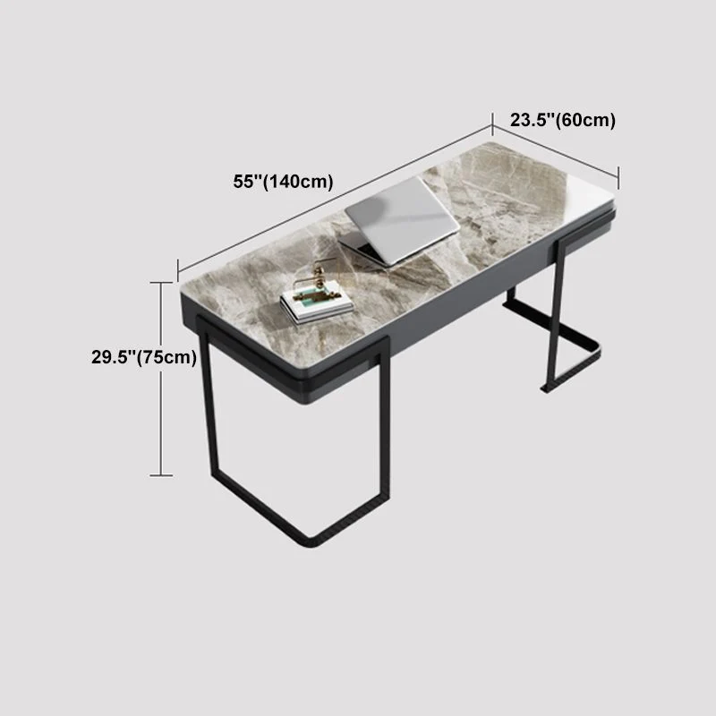 Bureau moderne bureau d'étude à domicile bureau en pierre frittée avec 2 tiroirs Clearhalo