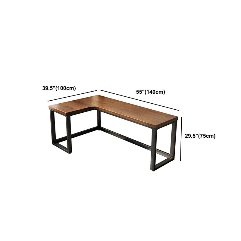 Bureau moderne naturel en forme de L, bureau d'écriture en bois massif pour la maison Clearhalo