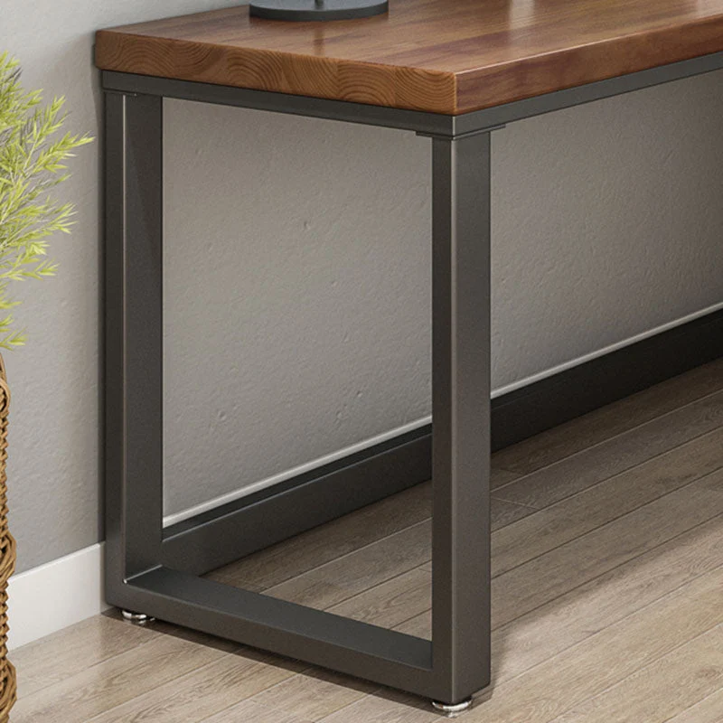 Bureau moderne naturel en forme de L, bureau d'écriture en bois massif pour la maison Clearhalo