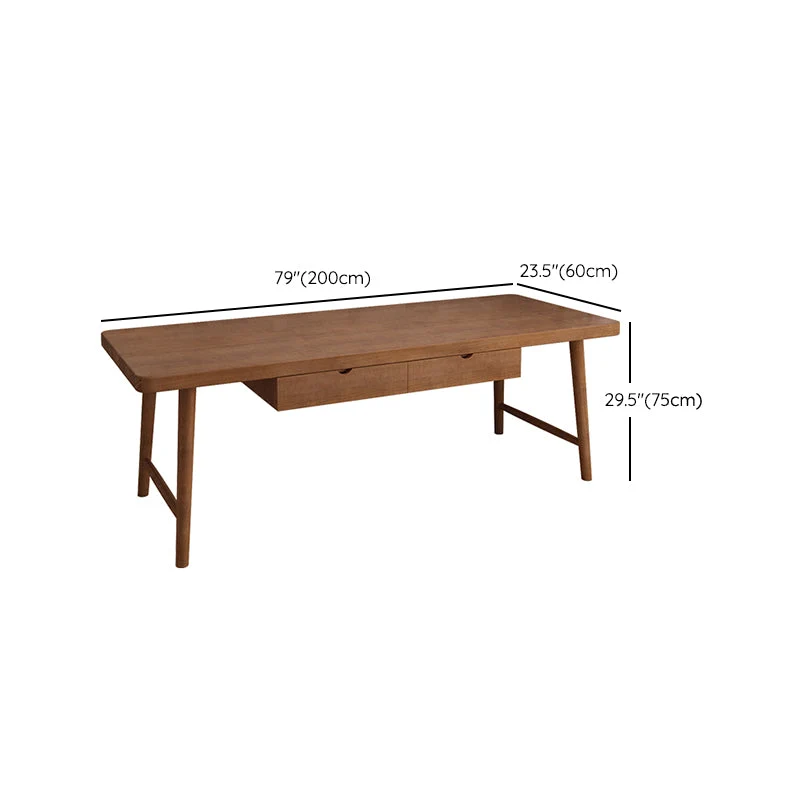 Bureau moderne rectangulaire en bois massif avec base en H, 29,53 po de hauteur Clearhalo