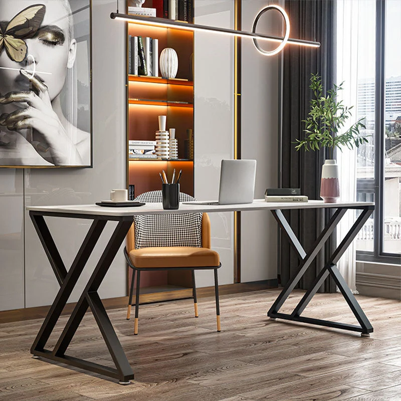 Bureau moderne et simple en ardoise à traîneau rectangulaire de 30 po H pour la maison Clearhalo