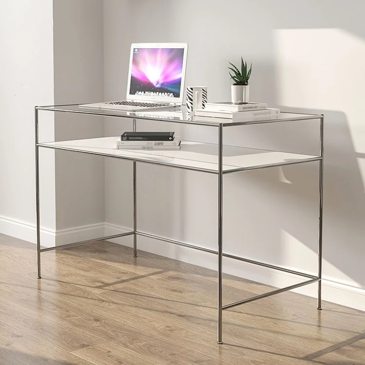 Bureau moderne en verre trempé pour salon, bureau d'étude, 47,2''L x 23,6''W Clearhalo