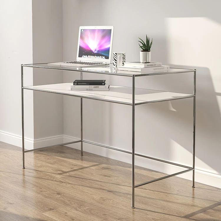 Bureau moderne en verre trempé pour salon, bureau d'étude, 47,2''L x 23,6''W Clearhalo