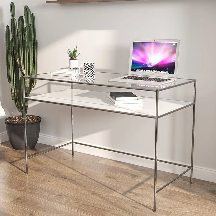 Bureau moderne en verre trempé pour salon, bureau d'étude, 47,2''L x 23,6''W Clearhalo