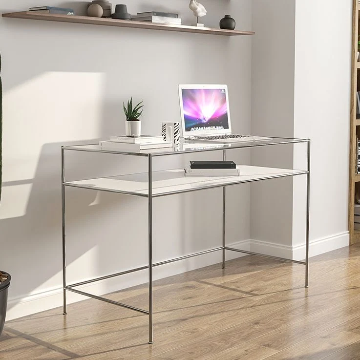 Bureau moderne en verre trempé pour salon, bureau d'étude, 47,2''L x 23,6''W Clearhalo