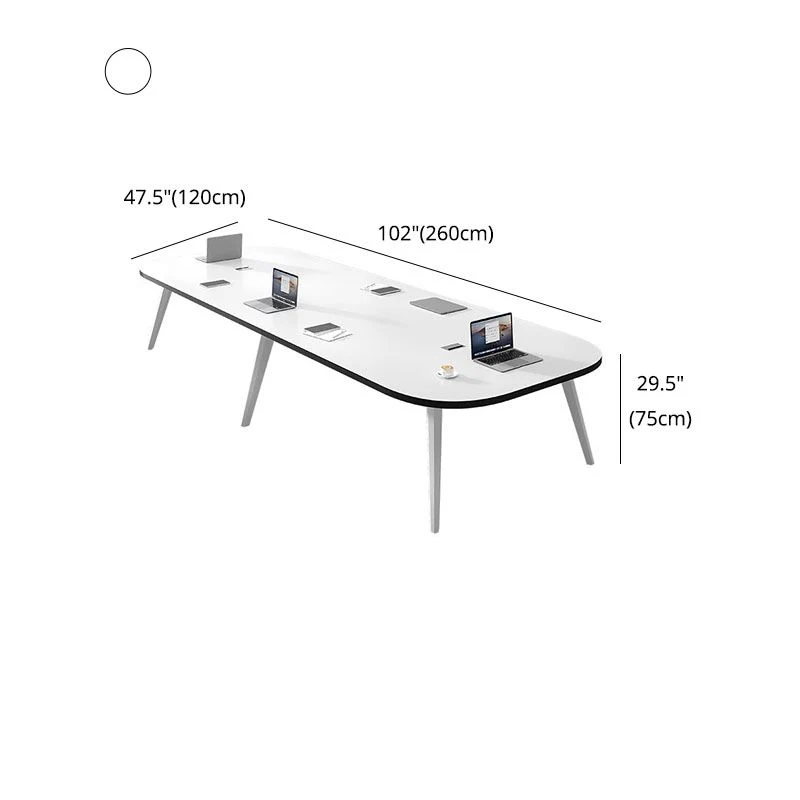 Bureau ovale blanc en bois manufacturé avec base Parsons Clearhalo