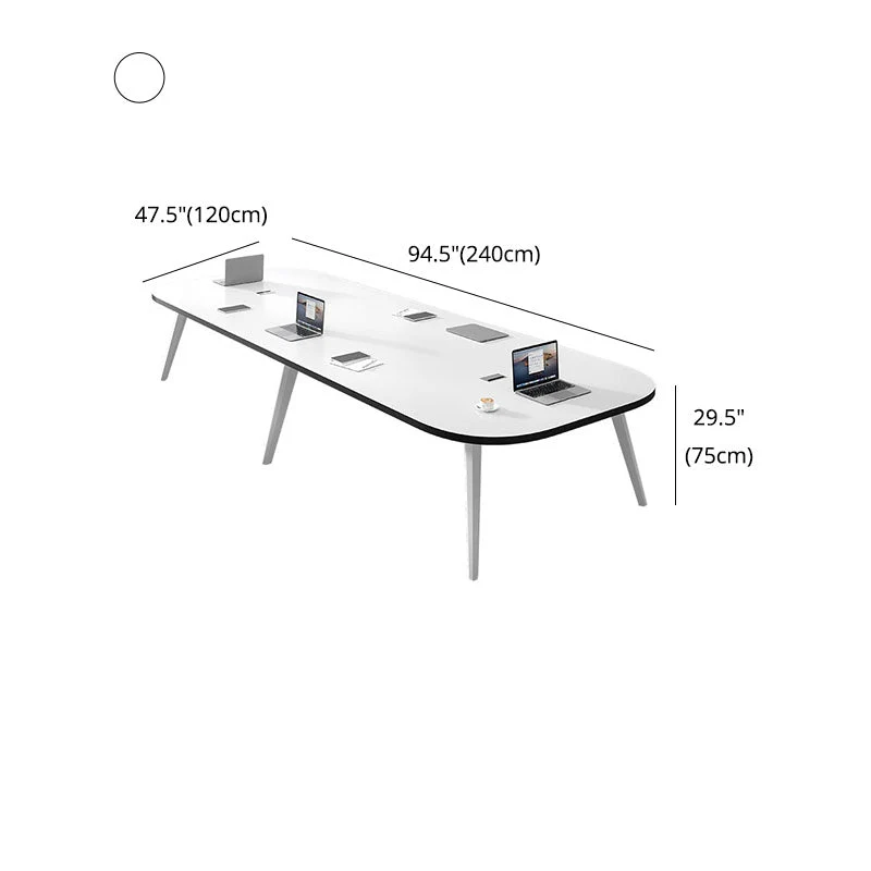 Bureau ovale blanc en bois manufacturé avec base Parsons Clearhalo