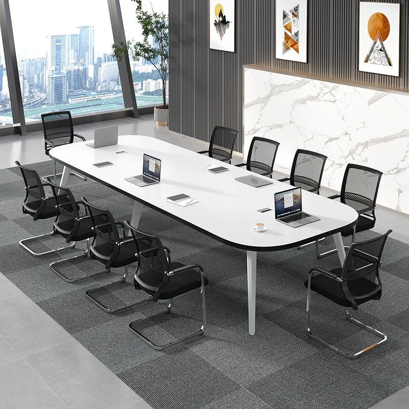 Bureau ovale blanc en bois manufacturé avec base Parsons Clearhalo