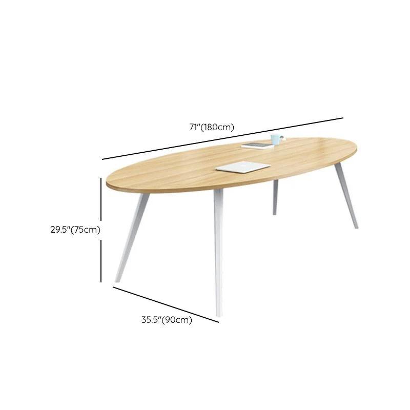 Bureau ovale en bois avec base Parsons, bureau d'écriture de 29,53 po de hauteur Clearhalo