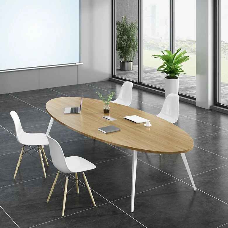 Bureau ovale en bois avec base Parsons, bureau d'écriture de 29,53 po de hauteur Clearhalo