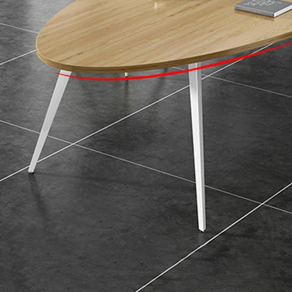Bureau ovale en bois avec base Parsons, bureau d'écriture de 29,53 po de hauteur Clearhalo